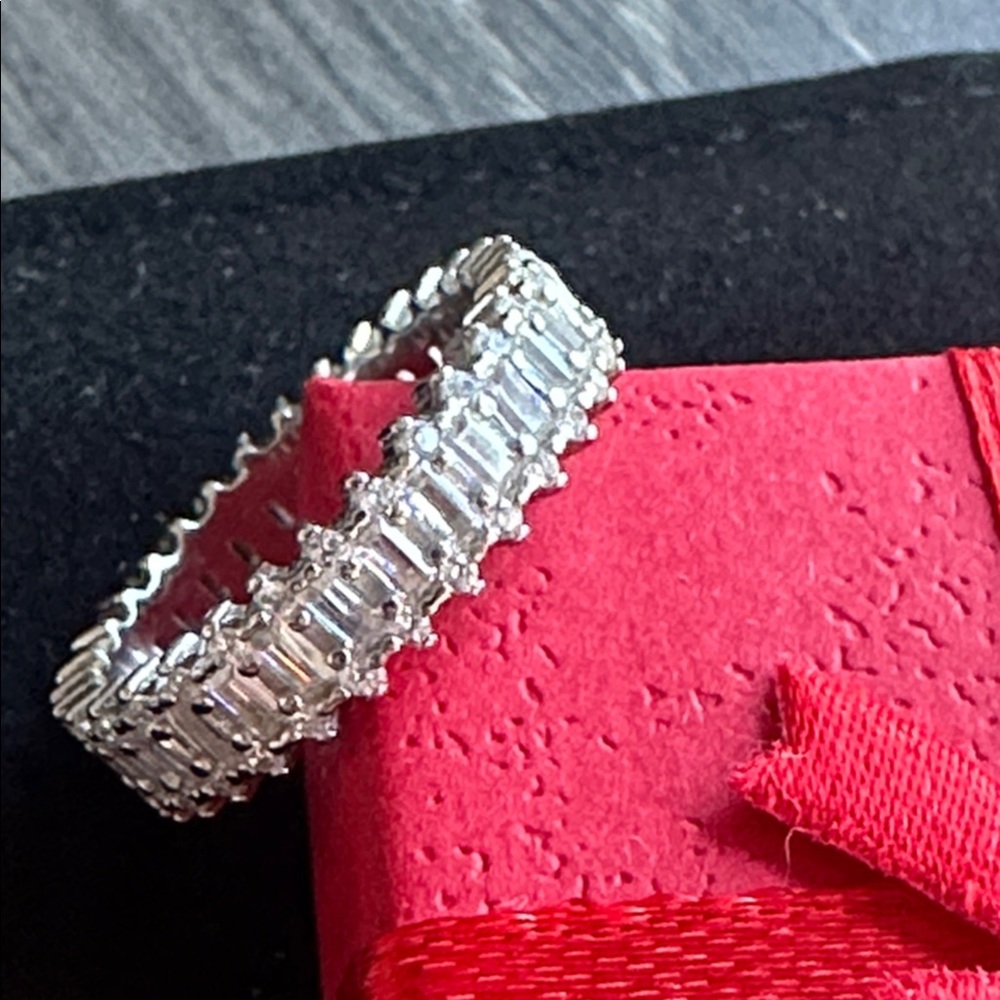 Silver Plated CZ Baguettes Eternity Ring